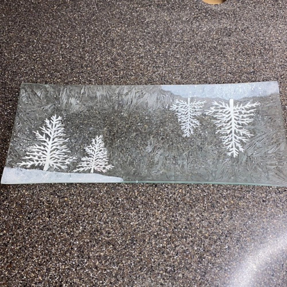 Winter Snow‎ Scene Decorative Glass Tray